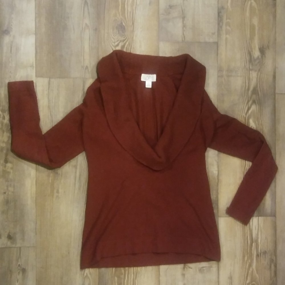 loft sweater, very low cowl neck,wool blend